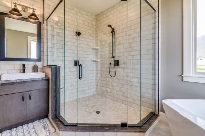 Shower with Textured Tile Floor